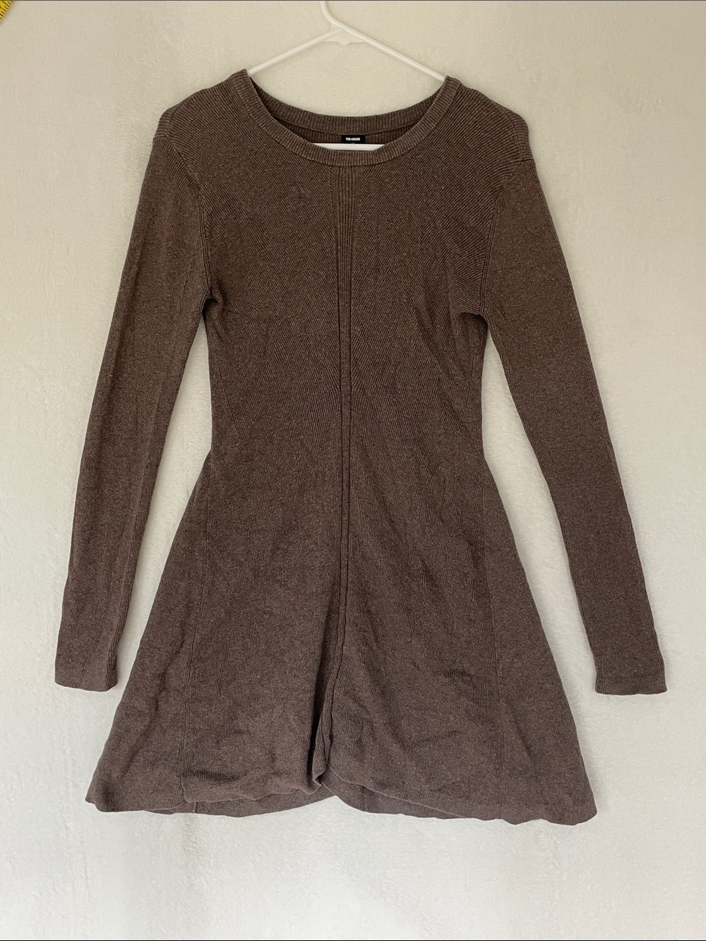 Monrow Revolve Cotton Cashmere Blend Sweater Dress Sz Small Iced Coffee Brown